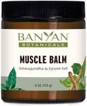 Banyan Botanicals Muscle Balm – Organic Muscle Massage Balm with Ashwagandha Root & Epsom Salt – Supports Healthy Circulation & Soothes Tired Muscles – 4oz – Non GMO Sustainably Sourced Petroleum Free