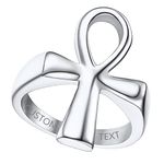 Mens Custom Name Rings Thumb Finger Steel Custom Name Rings Ankh Cross Custom Name Rings for Men Size 10