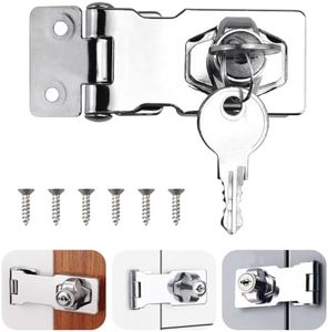 SLTAXAR Cerradura de Armario con Llave 4 Pulgadas, Cerradura Puerta con Candado y Tornillos, Cierre de Hebilla Candado de Aleación de Zinc, Cerradura con Llave de Seguridad para Puerta Armario- Plata