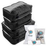 bago 7 Pcs Packing Cubes Travel Organizer - 4 Packing Cube with 3 ZipLock Bags - Travel Packing Cubes to Get Maximum Storage, Save Time & Effort to Pack - Happy Traveling (Black)