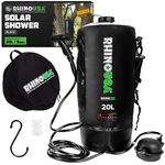 Rhino USA 20L Portable Solar Camp Shower - Essential for Camping, Festivals, Overlanding, Beach Trips, Outdoor Shower and More