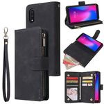 LBYZCASE Phone Case for ZTE Blade A3 2020,ZTE Avid 579 Wallet Case,Folio Flip Leather Cover[Zipper Pocket][Wrist Strap][Kickstand ] for ZTE Avid 579/Blade A3 2020 (Black)