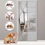 Magnetic Screen Door, 190x245cm Screen Mesh Curtain with Magnets & Full Frame Magic Tape,Insect Protection Door No Gap for Patio Balcony Garage Apartment Door Gray