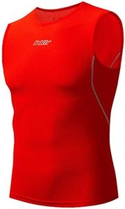bpbtti Men's High Wicking Sleeveless Base Layer Cycling Running Undershirt Quick Dry Vests Lightweight Sports Tank Tops (1 Pack:Red,Large)