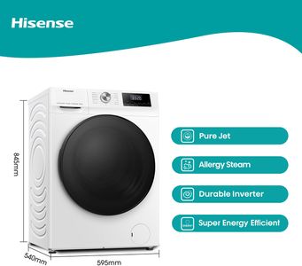 Hisense 8kg Washer Dryer – White, Freestanding Laundry Appliance