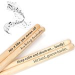 Personalized Rock On Drumsticks Custom Engraved With Message To Give As Gifts For Drummer, Marching Band, Band Directors And Music Gift for Musicians and Teachers (Wood - 2B)