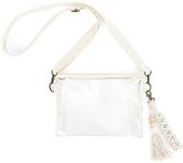 Mkono Clear Bag Stadium Approved, Small Purse for Women with Macrame Wristlet Transparent Concert Crossbody Bag for Sport Events Festival Concert Park