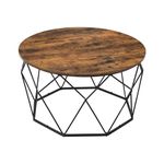 VASAGLE Round Coffee Table, Living Room Furniture Steel Frame for Living Room, Bedroom, Office, Industrial Style, Rustic Brown and Black LCT040B01