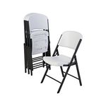 Lifetime 42804 Folding Chair with Molded Seat and Back, Set of 4, White Granite