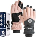 Skiing Gloves, Professional Ski Gloves for Men and Women, Winter Glove Waterproof Windproof, Thermal Ski Gloves for Cold Weather with Warm, Perfect for Skiing, Snowboarding & Winter Sports (pink)