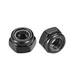 uxcell Hex Lock Nuts - M5 x 0.8mm Carbon Steel Nylon Insert Self-Locking Nuts for Fasteners, 50Pcs Black