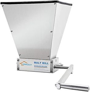 FERRODAY Malted Grain Mill Malt Stainless Steel 2 Roller Malt Mill Homebrew Malted Grain Crusher Manual Grain Mill Slow Drill Available Malt Crusher Adjustable Gap Malted Barley Grinder - No Base Type