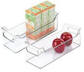 iDesign Plastic Fridge and Freezer Storage Organizer Bin with Handles, Clear Bin for Food, Drinks, Produce Organization, BPA-Free, 14.5" x 5" x 5", Set of 2, Clear