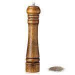 Wood Pepper Grinder Pepper Mill, Adjustable Coarseness Wooden Peppermill Easy to Refill Oak Peppercorn Grinder for your kitchen 10inch