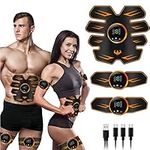 LOFFU EMS Muscle Stimulator, Abs Trainer, Electric Abdominal Muscle Toner, Rechargeable 8 Modes & 19 Intensities, Muscle Toner for Men & Women, Home Body Fitness Stimulator