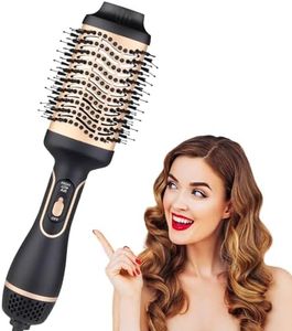 Bizcasa Cepillo de Aire Caliente, Cepillo moldeador de aire profesional, 3 Temperaturas y 2 Velociades, Tecnología Iónica, Cepillo Secador de Pelo para Secar, Alisador, Rizador y Volumen Cabello (Oro)