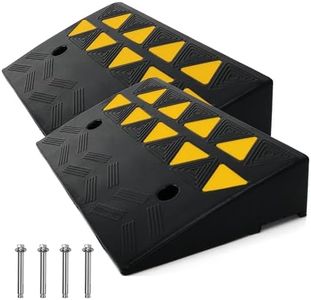 Pyle Car Vehicle Curbside Driveway Ramp - 2PC Heavy Duty Rubber Threshold Bridge Track Curb Ramp, for Loading Dock, Garage, Sidewalk, Truck, Scooter, Bike, Motorcycle, Wheelchair Mobility PCRBDR45