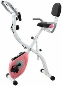 3 In 1 Folding Exercise Bike, Upright X-Bike Magnetic Bicycle Trainer Recumbent Cycling Machine w/Air Resistance Band Backrest LCD Home Gym Fitness