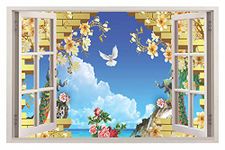 AY FASHION 3D Window Wall Stickers, PVC Self Adhesive Vinyl Wall Poster for Living Room, Hall, Play Room, Bedroom, Kitchen, Office_00151