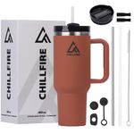 ChillFire 40oz Tumbler with Straw and Lid - 100% Leakproof Insulated Tumbler with Straw - Unique Accessories - Travel Mug with Handle - Stainless Steel 40 oz Tumbler Cup with Straw - Hot & Cold Drinks