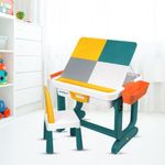 BUMTUM Junior Study Table & Chair Set for 2-10 Years Kids | Height Adjustment Plug & Multipurpose Foldable Desk Set with Storage |Easy Installation Kids Desk Set (Multicolour)