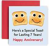 Huxters 7th Anniversary Card – Here's a Toast – Funny Anniversary Cards for Him and Her –148 by 148mm Anniversary Cards for Husband and Wife – 7th Wedding Anniversary Card with Envelope (7th)