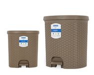 Kolorr Magnum Dustbin Combo Pack of 2 Plastic Pedal Dustbins/Trash Can/Garbage Waste Bin with Lid for Home, Kitchen, Office, Bathroom & Washroom - 6+ 14 Liters (LT Brown)