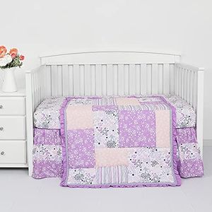 KIDDOS 3-Piece Baby Crib Bedding Set for Girls| Luxury Microfiber |Baby Crib Bedding Sets Include Comforter, Crib Sheet and Bed Skirt | (Purple)