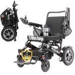 MALISA Electric Wheelchair, 2024 Foldable Lightweight All Terrain Wheelchairs, Power Motorized Electric Wheel Chair, Comfortable Leather Seat, Toronto Dispatched (Black-Black)