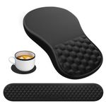 HAOCOO Ergonomic Mouse Pad with Wrist Rest, Keyboard Wrist Rest, Keyboard and Mouse Pad Set, Keyboard Wrist Support with Massage, Wrist Rest for Computer Keyboard, Relieve Wrist Pain, Black