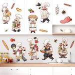 wondever Chef Kitchen Wall Stickers Food Cooking Peel and Stick Decals Wall Art for Kitchen Decor for Wall Dining Room Restaurant Fridge