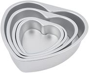 4Pcs Heart Shaped Cake Pan,Aluminum Cake Tray with Removable Bottom Cake Pans Mold Tin Set for Wedding Birthday Baking Heart Layers Cake(5 inch, 6 inch, 8 inch, 10 inch)
