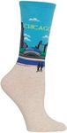 Hot Sox Women's Fun USA Travel & Cities Crew Socks-1 Pair Pack-Cool & Artistic Gifts, Chicago (Light Blue), 4-10