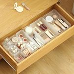 Poeland 10 Pcs Drawer Organizer Tray Storage Box for Bedroom Dresser Bathroom Kitchen, Frosted