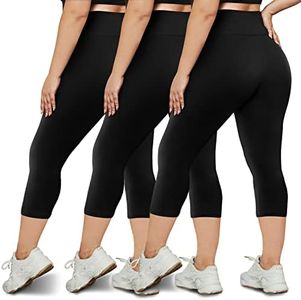 HLTPRO 3 Pack Leggings for Women(S-4XL) - High Waisted Tummy Control Plus Size Soft Pants for Workout Running Yoga