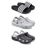 WINGSCRAFT Lightweight Classic Slider || Sandals with Clogs for Men-Combo(3)-3024-3016-3018-7 Black-8117