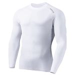 SURFEASY Men's Rash Vest Swim Shirts, Quick Drying Rash Guard Swimming Surfing Rash Tops Shirts T-Shirt Long Sleeve(White,M)