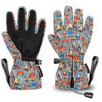 Andake Kids Gloves Kids Winter Gloves Kids Snow Gloves Waterproof Gloves for Kids Mittens Girls Boys Children (Machinery, XXXS (Fits 2-4Y))