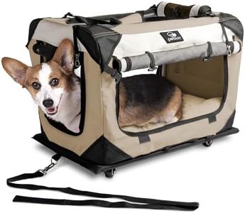 PetLuv"Pull-Along Rolling Cat & Dog Carrier & Travel Crate on Wheels - Locking Zippers, Matching Comfy Plush Nap Pillow, Reduces Anxiety