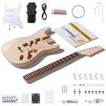 Leo Jaymz DIY ST Style Electric Guitar Kits with Poplar Body and Maple Neck - Ebony Fingerboard and All Components Included (ST Poplar)