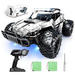 Tecnock Remote Control Cars for Kids Adults, 1:16 Scale 25km/h All Terrain Monster Truck, 2.4GHz Off-Road RC Car with Headlights & Chassis Lights, 2 Batteries for 60min Play, Toys Gifts for Boys Girls