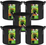 Utopia Home 5 Pack 8 Gallon Fabric Grow Bags, Heavy Duty Thickened Fabric Planters Pots, Aeration Fabric Pots with Handles, Nonwoven Fabric Bags Suitable for Vegetables Flowers Mushroom.