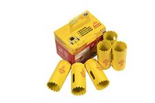 Starrett HSS Bi-Metal Hole Saw Pack - 6 Pieces FCH0100-6 Fast Cut Extra Cobalt Holesaw - For Stainless Mild Sheet Wood Plastic Various Materials - 25mm