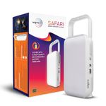 wipro Safari Emergency Rechargeable Led Lantern with 7200 Mah Battery | 122 Individual Led Lights | Brightness Control Feature | in- Built Mobile Charging Point|15 Watt (Pack of 1) White