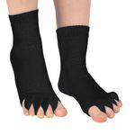 Evissa Premium Cotton Toe Separator Socks - Alleviate Bunions & Plantar Fasciitis, Dual Gender Foot Pain Relief, Foot Alignment, Orthopedic Compression Socks for Men & Women (Black)