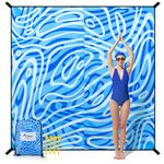 Diveblues Beach Blanket Sand Proof Water Resistant, 10'X 9' Extra Large Waterproof Sandproof Mat, Sand Free 150D PES, Lightweight, Foldable with Stakes, Family Size for Picnic, Travel, Vacations