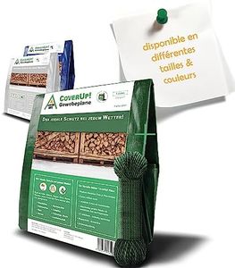 CoverUp! Bâche 1,5 x 6 m - Verte, 120g/m² - Bache de Protection Exterieur - Bache Exterieur Impermeable pour Chauffage de Bois, Jardin ou comme bache Piscine hivernage - Bâche avec Corde de 17 m