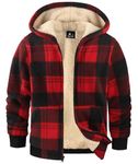 zitysport Boy Fleece Jacket Kids Winter Plaid Fleece Full-Zip Hoodie Fleece Lined Sherpa Sweatshirt Boy's Jacket Soft Warm Hooded Flannel Jacket for Children (M, Black Red)