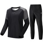 HOTSUIT Sauna Suit Men Sweat Suits Anti Rip Gym Exercise Workout Sauna Jackets Pants, Black, L