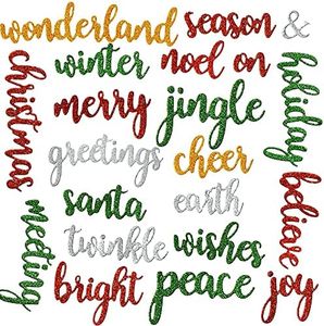 Patelai 21 Pieces Christmas Die Cuts Words Cutting Dies Merry Christmas Joy Jingle Santa Wishes Cutting Dies for Christmas Card Scrapbooking Album Craft Making Supplies(Stylish Style)